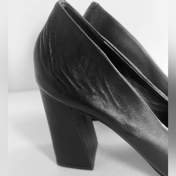 MARC FISHER Women’s Yalina Black LEATHER Pump Chunky Block Heel Shoes Size 9 NEW - Picture 8 of 10